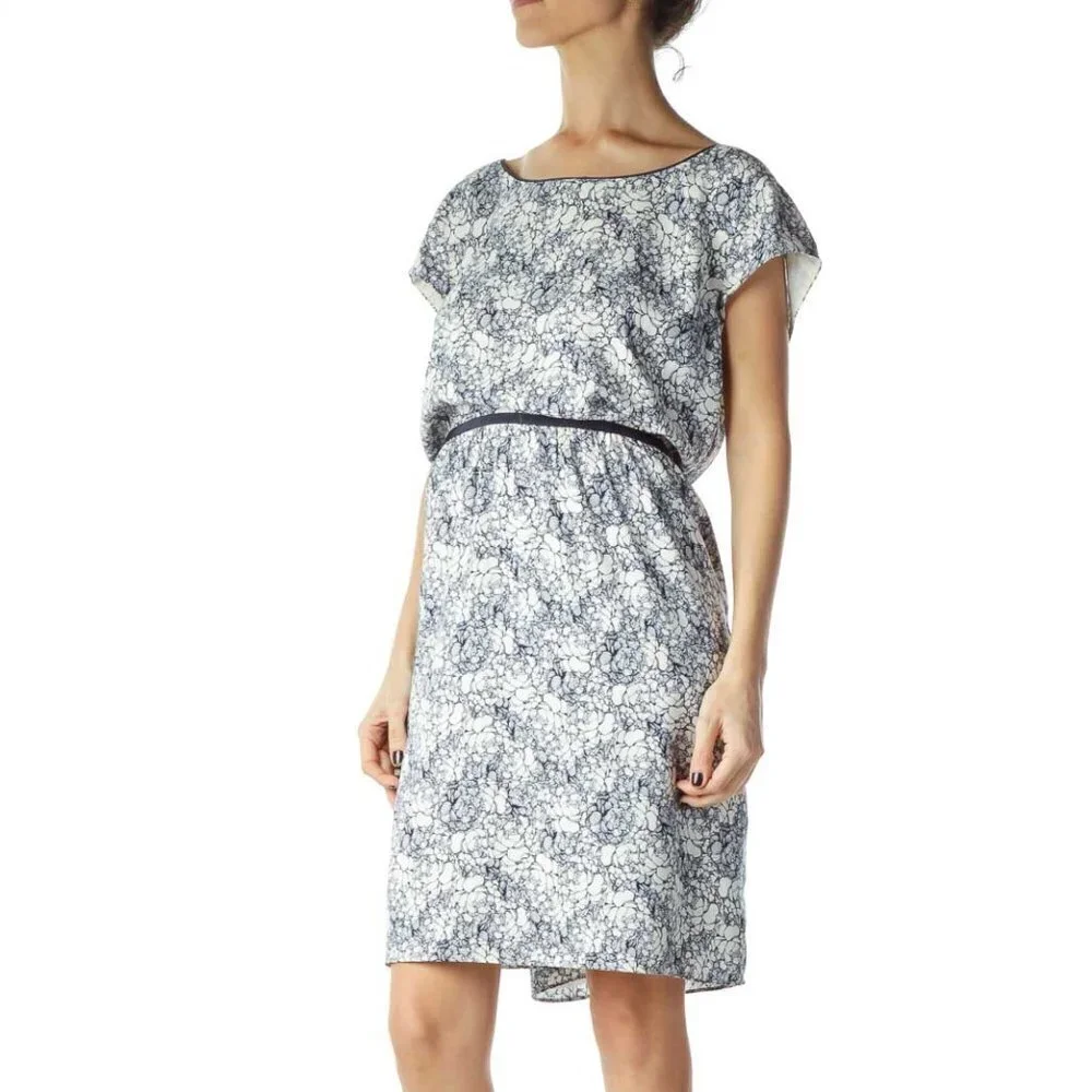 LOFT Blue White Floral Work Dress - Picture 2 of 3